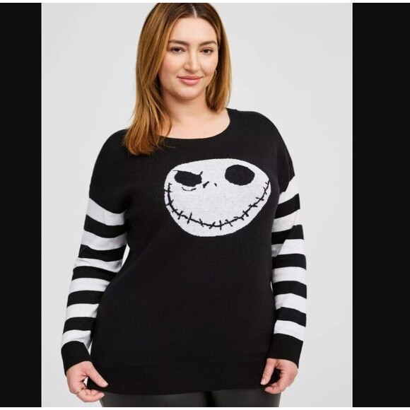 Torrid Nightmare Before Christmas Jack Top 2X 18 20 Disney Striped Crew Neck NWT - Picture 2 of 5